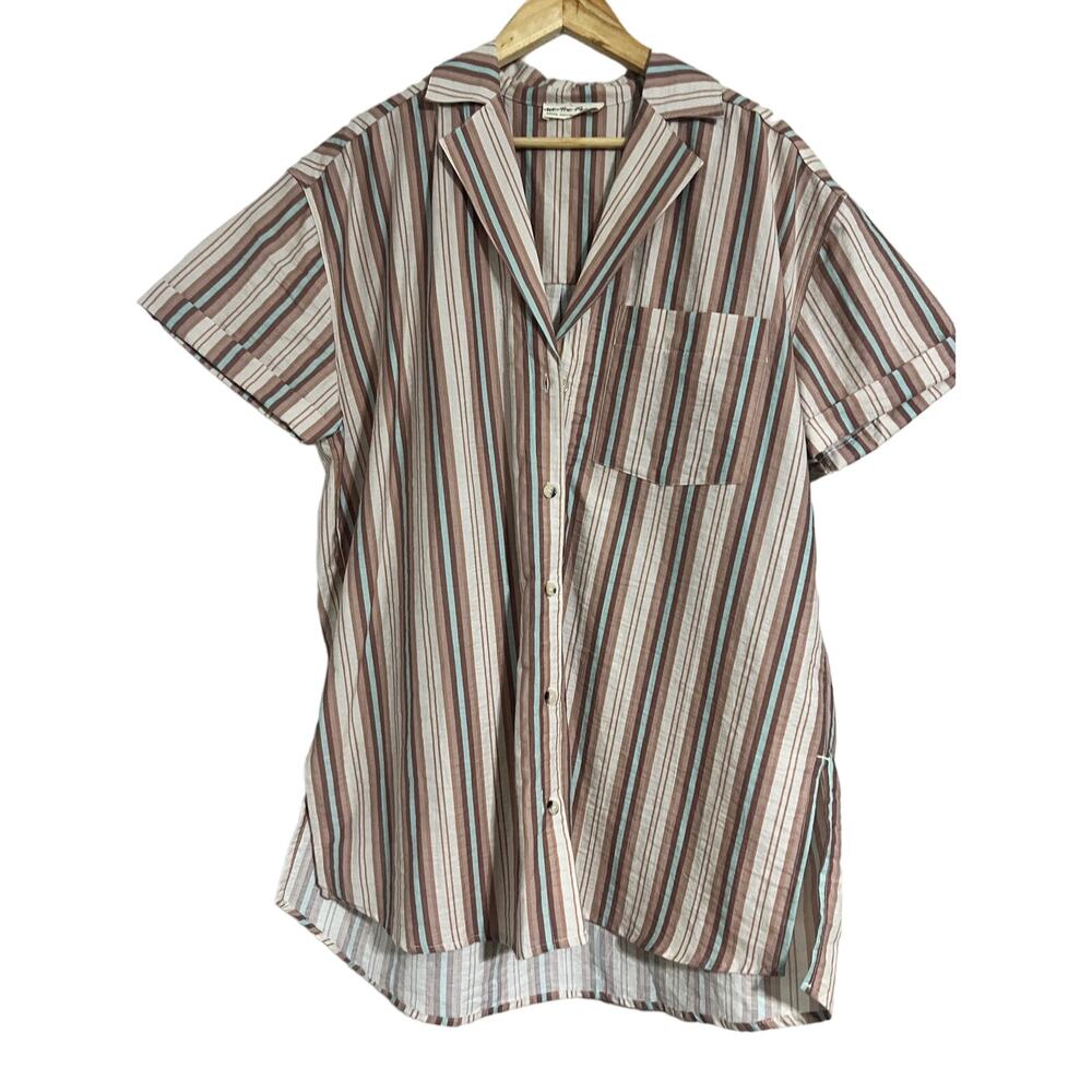 We The Free Striped Button Down Oversized shirtdress Medium